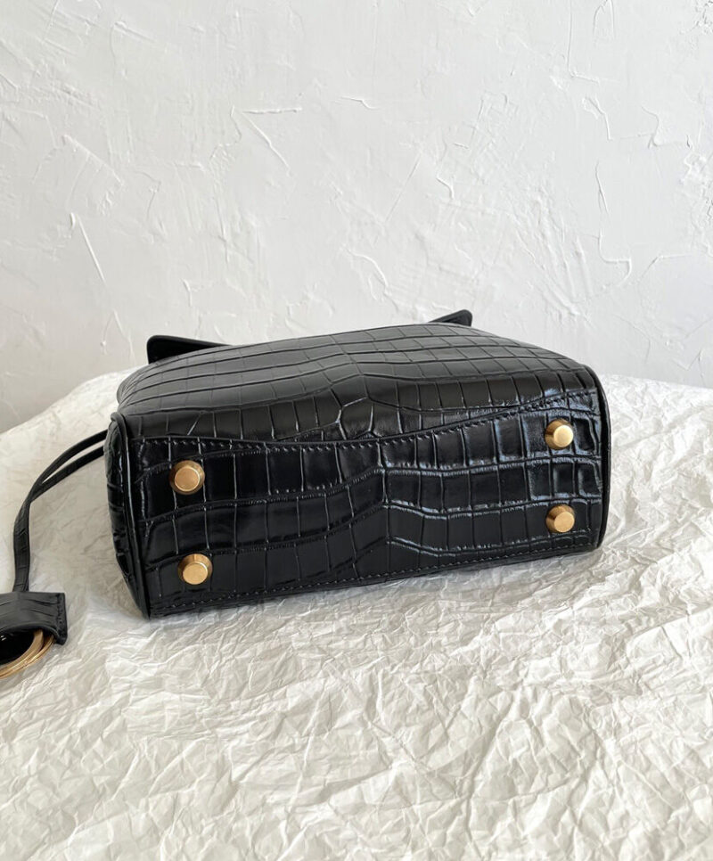 Balenciaga Rodeo Mini Handbag Crocodile Embossed Black